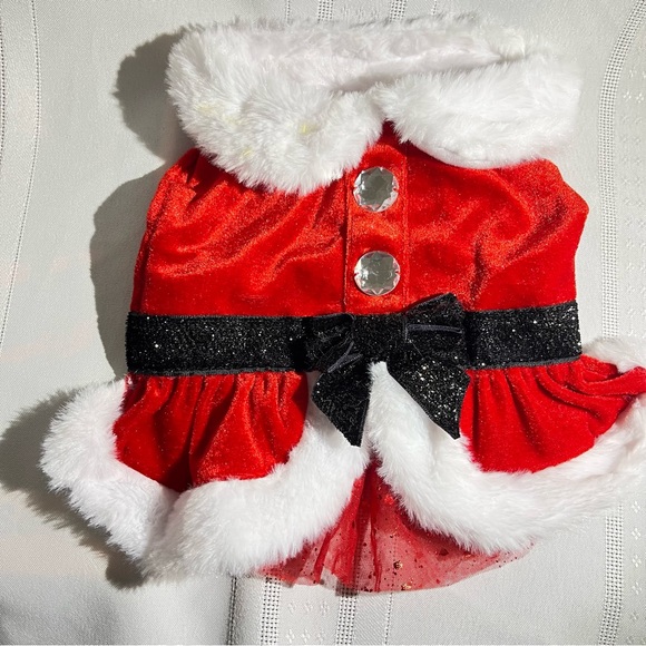 Merry & Bright Costume Dog XS Pet Mrs Claus Christmas Dress Xmas Bling - Picture 3 of 13